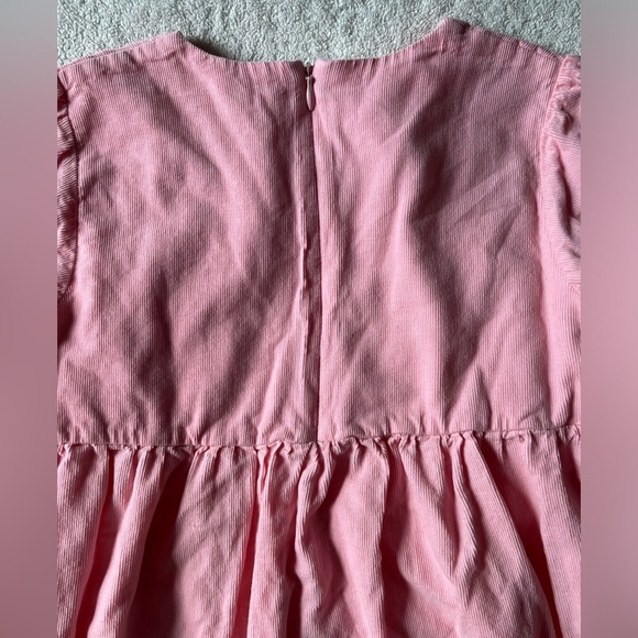 Pink Corduroy Dress w Applique Forest Animals. Deer Birds Mushroom. Girl sz 7 - Picture 6 of 6